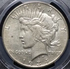 1934 S PEACE DOLLAR PCGS CHOICE XF 45 GLOSSY, CELLOPHANISH LUSTER REMAINS ON