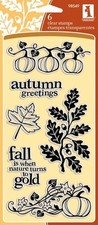 Inkadinkado Clear Stamps AUTUMN FOLIAGE Fall Pumpkins Acorns Leaves BEAUTIFUL
