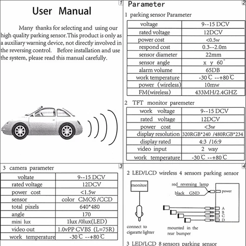 4 Parking Sensors Buzzer Car Reverse Backup Rear Radar System Sound Alarm Kit - Bild 11 von 13