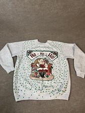 Vintage Hanes Christmas Sweatshirt L Holiday Santa Festival Ugly Sweater USA