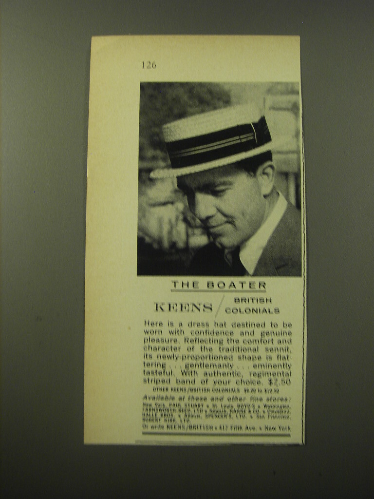 Cappello da barca Keens 1960 pubblicitario