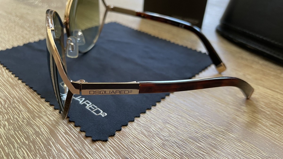 Dsquared2 Oversized Sunglasses Gold-Brown/Olive Made In  display picture 1