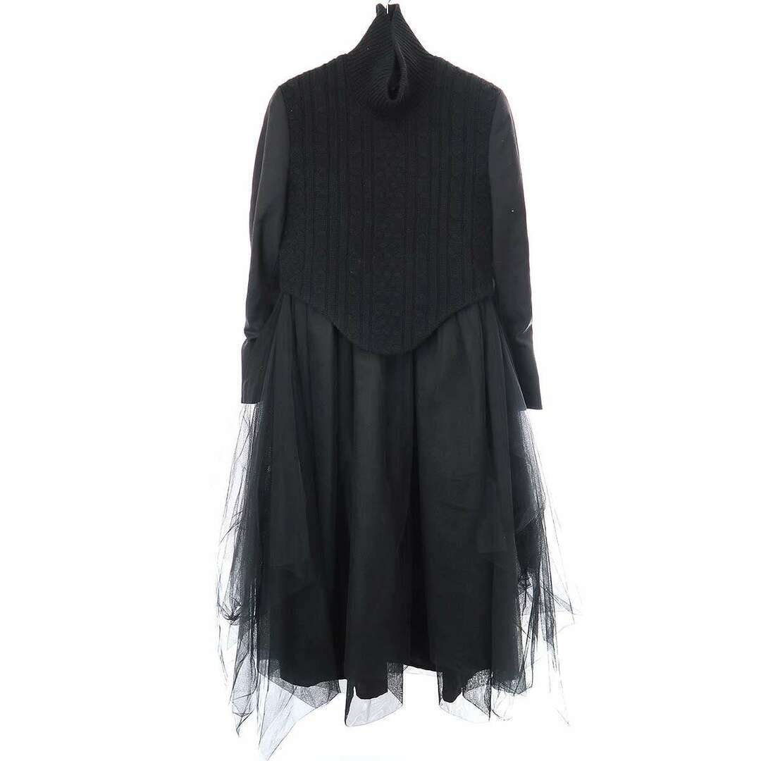 Noir Kei Ninomiya 23AW Knit Switch Tulle Dress 3L-O012 Black S 