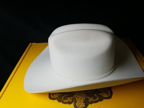 Cappello da cowboy western Twinstone taglia 6 3/4 bianco Sinaloa orlo 3,5 pollici USA 6X - Foto 4 di 15