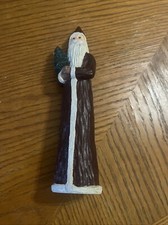 Vintage 8 1/4  Santa Clause With Tree Christmas Decoration Heavy/solid
