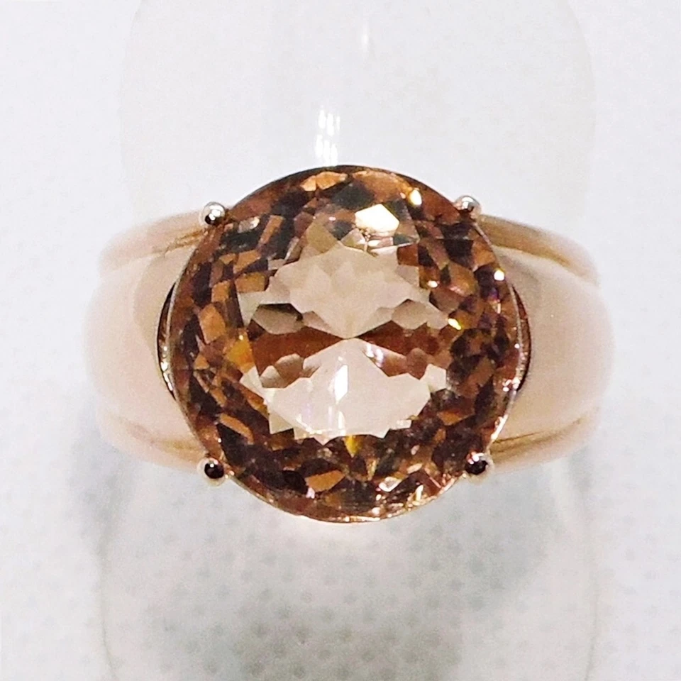 14 mm Pfirsich Orange Morganit Saphir Ring 925 585 Roségold vergoldet 19,7 mm - Bild 3 von 4