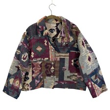 Coldwater Creek Womens L Aztec Tapestry Jacket Southwestern Art-to-Wear Western