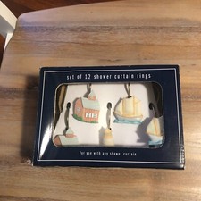 Home Collection Lighthouse/Sailboat Theme Set of 12 Shower Curtain Rings - NEW