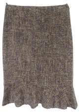 ANN TAYLOR Women Wool Blend Flounced Pencil Skirt Solid Lined Boho Multicolor 4