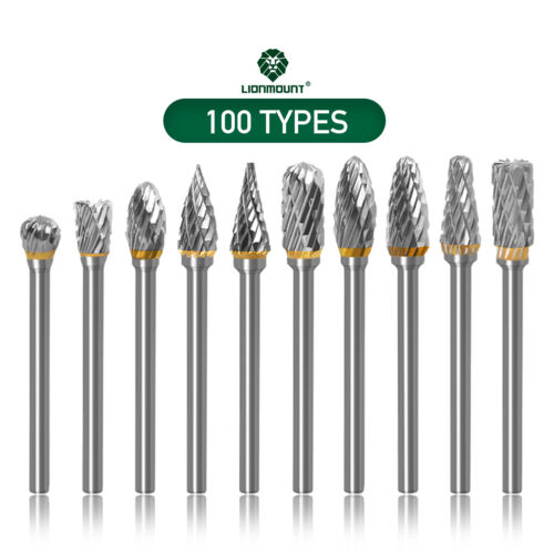 100 Types: Rotary Burr Bit Carbide Parts Grinder Carving Engraving for Dremel