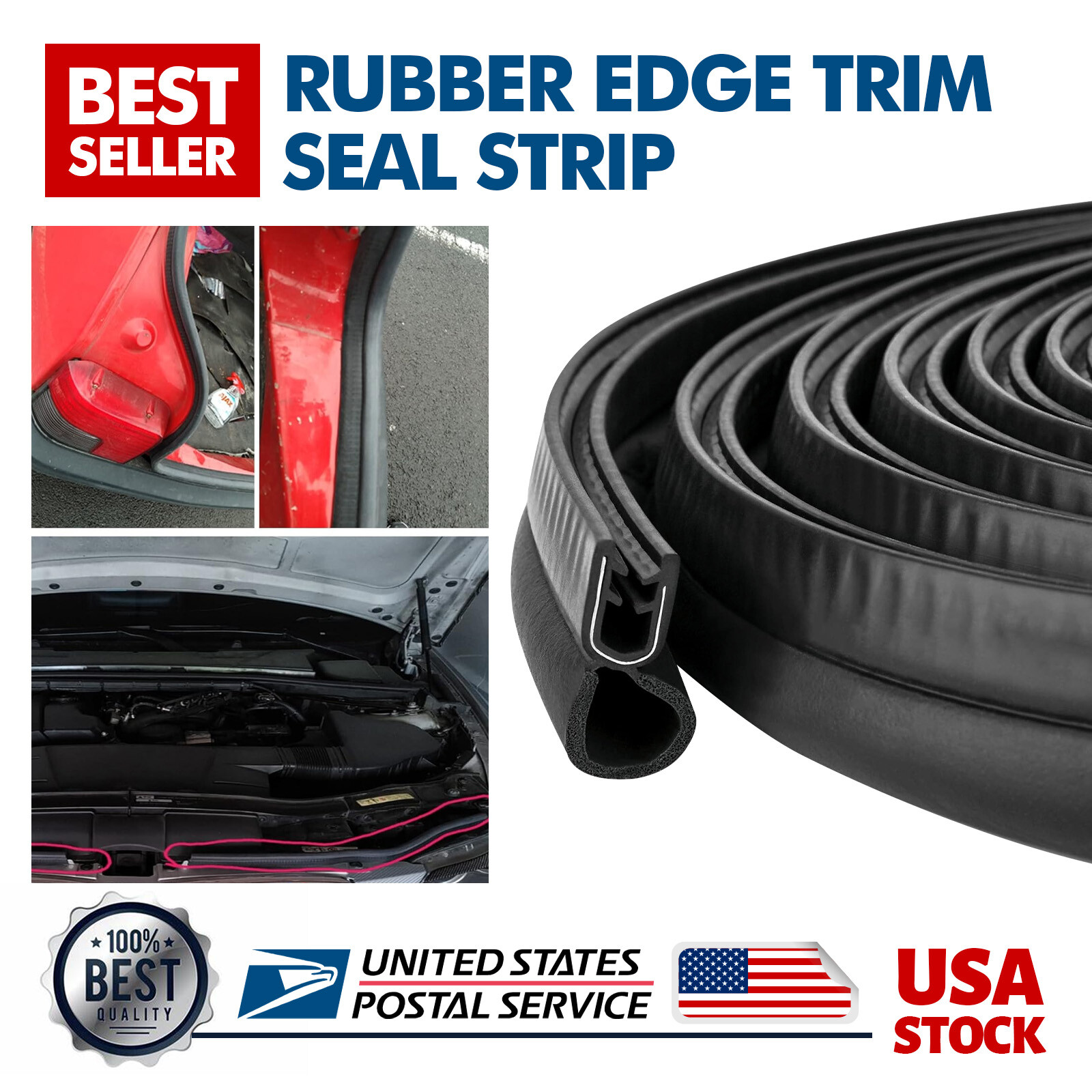 13ft U-Shape Rubber Car Door Edge Guard Trim Protector Strip Kit