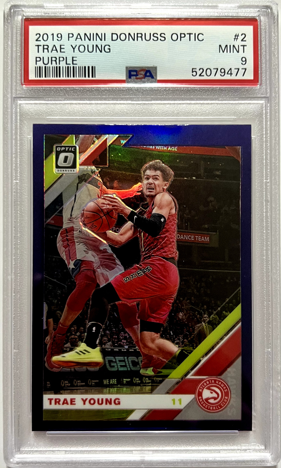 2019 Donruss Optic Trae Young Purple Prizm #2 PSA 9 Hawks