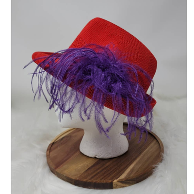 Something Special Red Hat Ladies Fedora Hat Red/Purple Accent Something special red hat - Gem main image 2