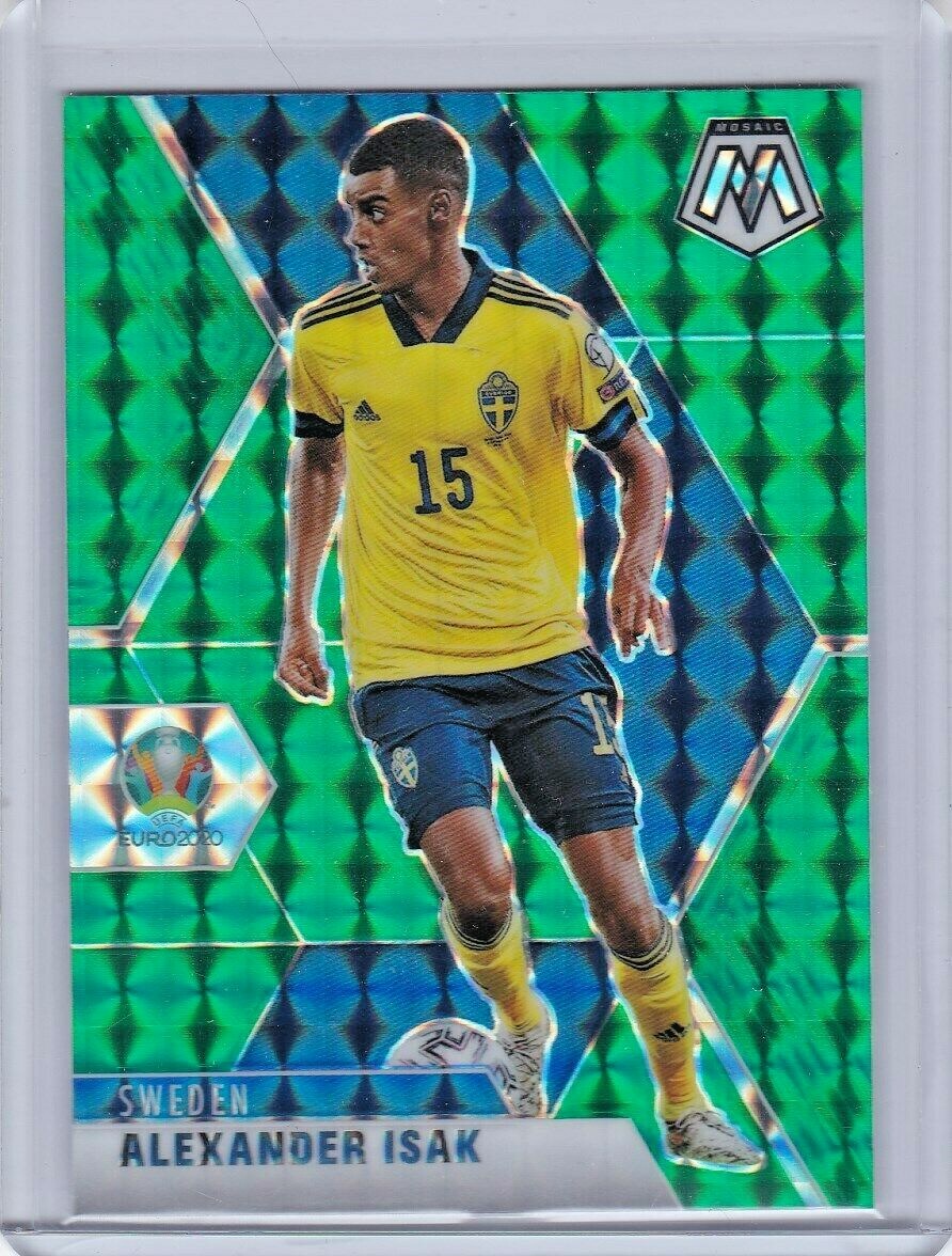 2021 MOSAIC UEFA EURO SOCCER ALEXANDER ISAK #174 GREEN PRIZM MOSAIC SWEDEN