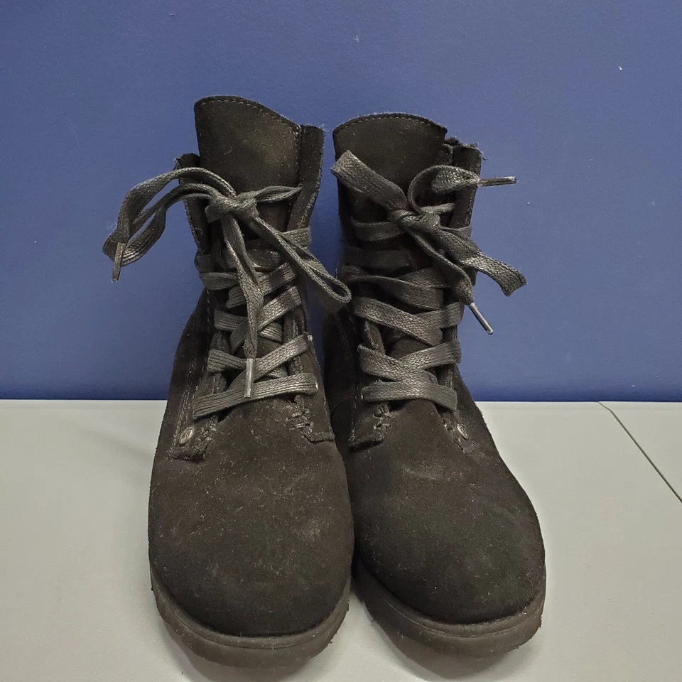 Bearpaw Krista Botas de Invierno al Tobillo para Mujer Talla 6 Negro Gamuza Cuero Con Cordones 2025W Foto 2 de 4