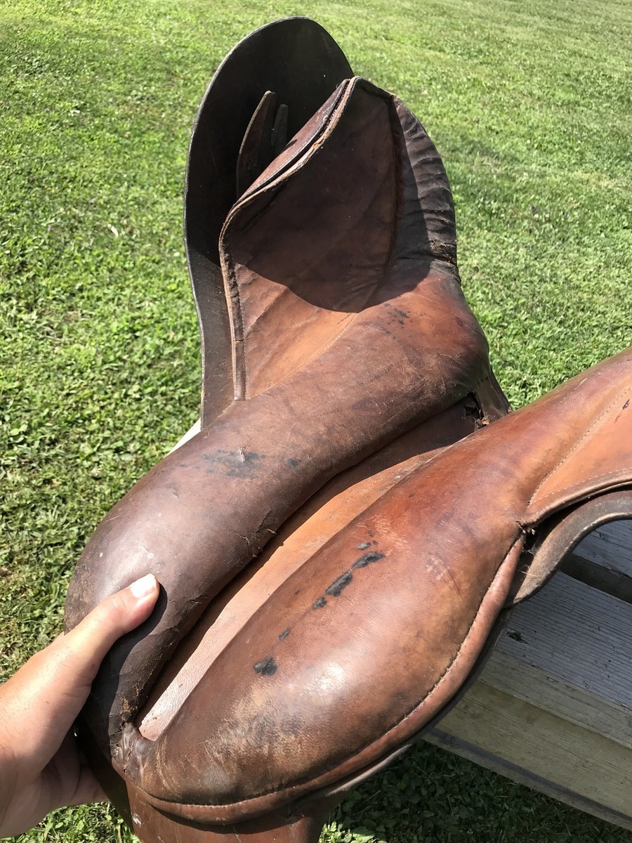 Selle Western Vintage Big Horn Des Années 1970, En Cuir Marron, Grande Corne