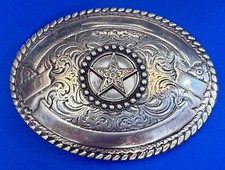 Crumrine Centered Star Flower Swirl Ornate Western Cowboy Cowgirls Belt Buckle
