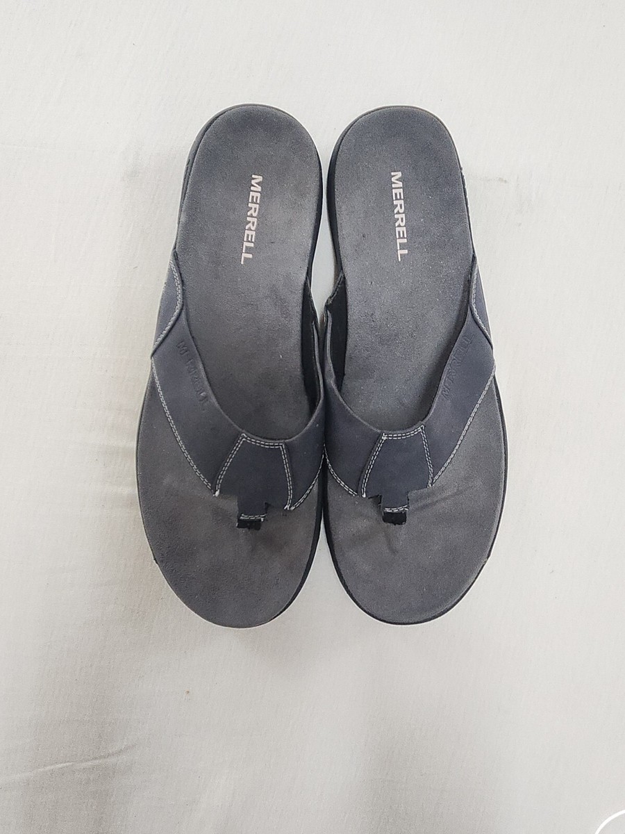 Merrell Veron Post Black Leather & Suede Sandals Flip Flops  display picture 3