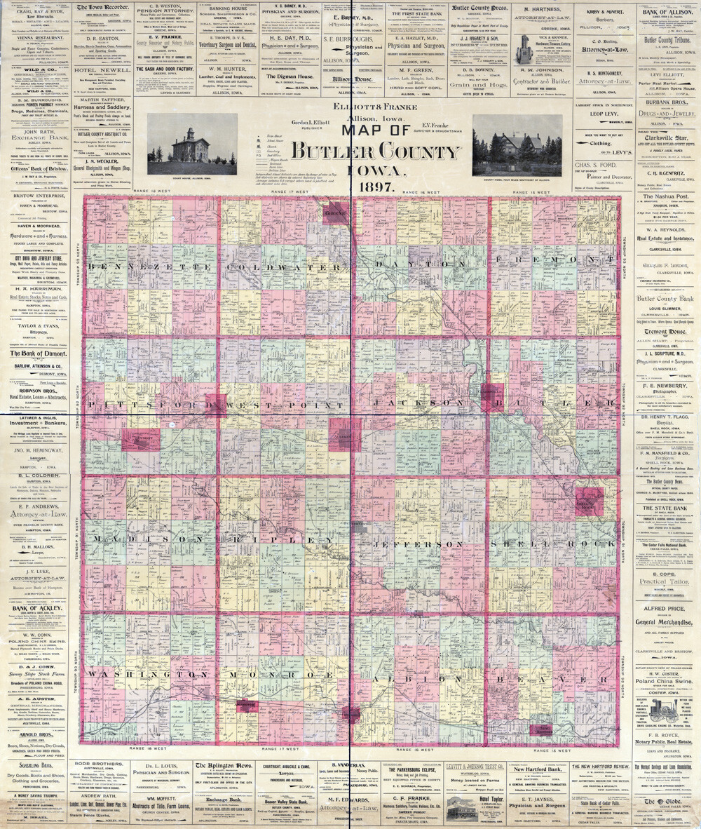 1897 Map of Butler County Iowa | eBay