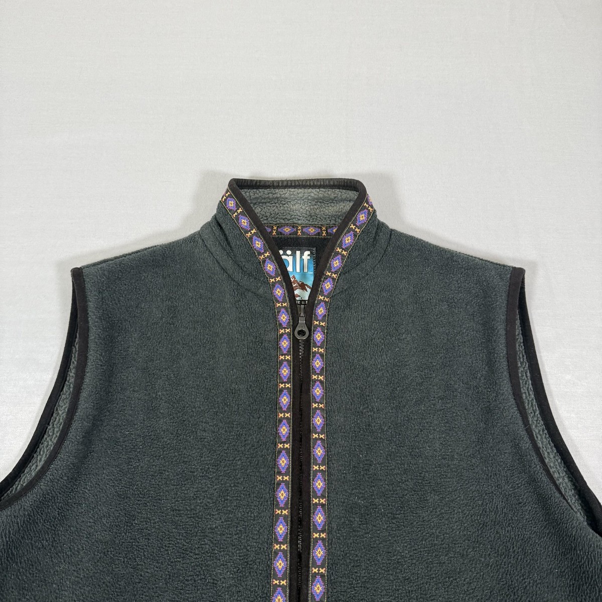 Vintage Alf Vest Mens Large Gray Fleece Riri Zip Up Aztec Outdoor