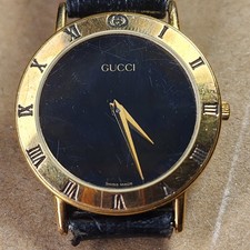 Vntg GUCCI 3000.2.M Gold Dial Quartz Men's Watch - Swiss WATCH 2 - Needs BATTERY