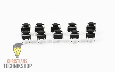 10 Stück Push Button - 6 x 6mm DIP THT 4-Pin