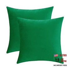 Set of 2 Comfy Soft Velvet Christmas Throw 18" x 18" Pack of 2 Bright Green