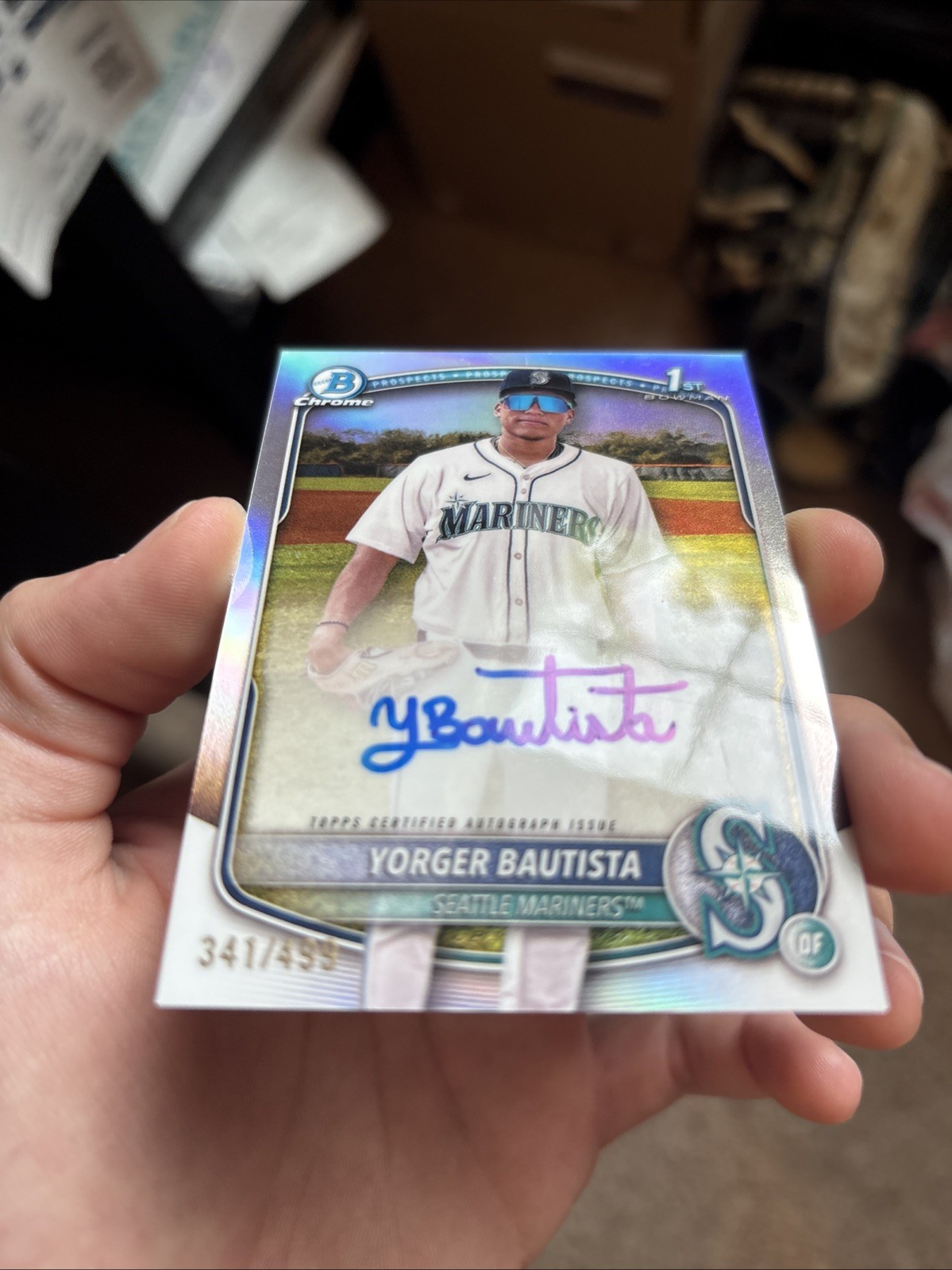 2025 Bowman Chrome Yorger Bautista Refractor Auto /499 Mariners 1st view 2