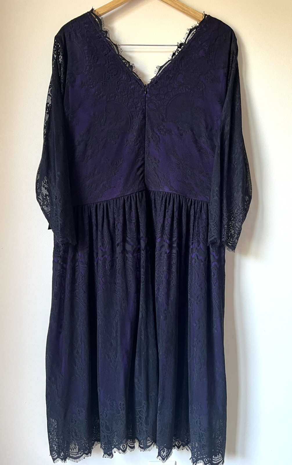 purple dress with black lace overlay FW'24: Lace Overlay Dress in Purple Nightshade (Pre-Order)