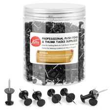 Black Push Pins 600 Count - Standard Thumb Tacks for Corkboard Bulletin Board