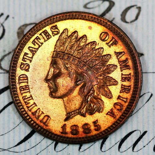 * 1885 * SUPERB+ GEM PROOF INDIAN HEAD PENNY * FROM ORIGINAL COLLECTION