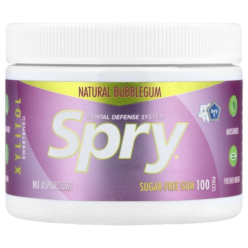 Spry®, Sugar Free Chewing Gum, Natural Bubblegum, 100 Pieces