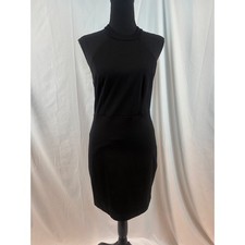 Black Sleeveless Halter Neck Lace Back Sheath Dress