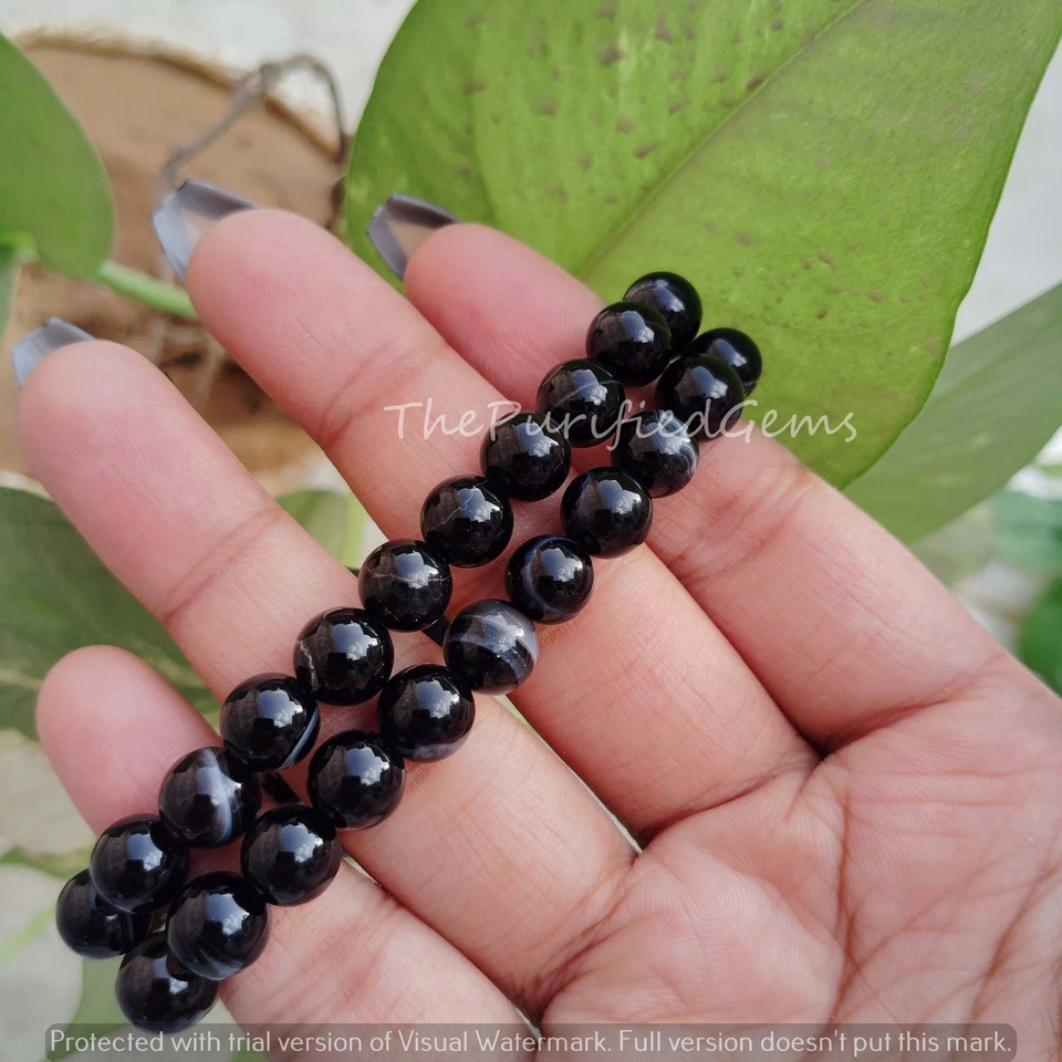 Pulseira de contas de ágata Botsuana ~Cristais redondos de 8 mm ~Pulseira de contas delicadas presente ~ - Imagem 3 de 4