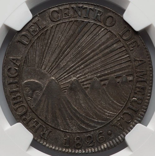 Guatemala Central American Republic 8 Reales 1826-NG M, NGC AU-58. Nice PQ coin!