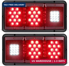 2Pcs LED Triple Tail Lights 36 LEDs Rectangle RV Trailer Tail Lights Stop Turn T