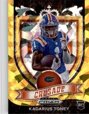 Kadarius Toney 2021 #176 Panini NFL Prizm Draft Picks Gold Cracked Ice Crusade