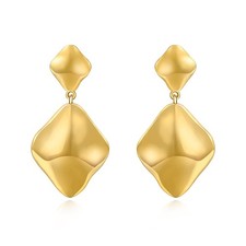 Gold Plated 925 Sterling Silver Posts Teardrop Statement Dangle Earrings Lightwe