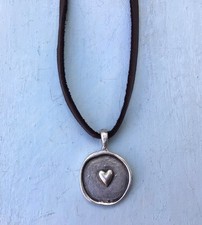 Heart Sundance Charm artisan jewelry Necklace genuine suede leather cord