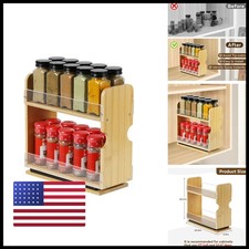 Memxike 2 Tier Pull Out Spice Rack Organizer, Bamboo Sliding Spice Rack Kitchen