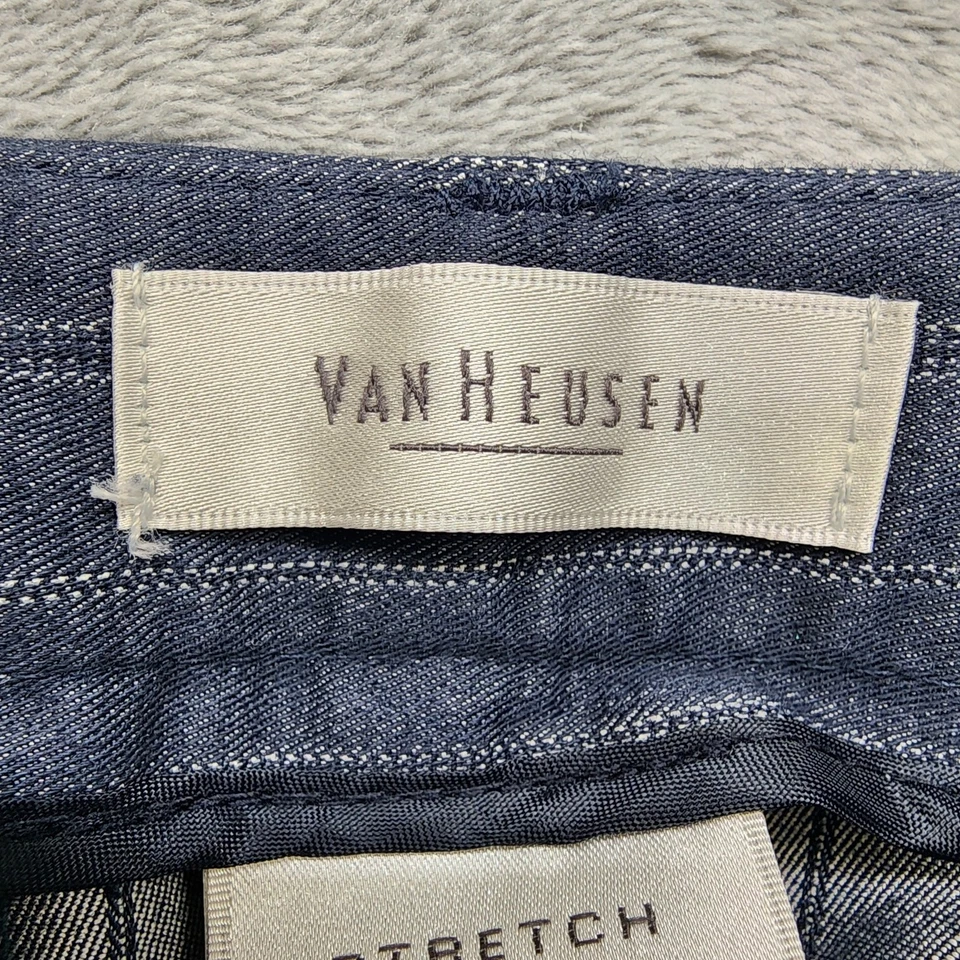 Van Heusen Pants Womens 8 Gray White Striped Mid Rise Straight Crop Ankle Office - Image 4 of 4