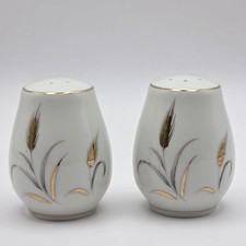 Vintage Eternal Harvest CTS Salt & Pepper Shakers Gold Silver Wheat Japan