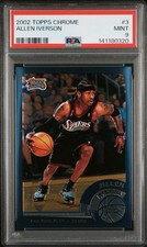 2002 Topps Chrome #3 Allen Iverson PSA 9 Mint Philadelphia 76ers HOF
