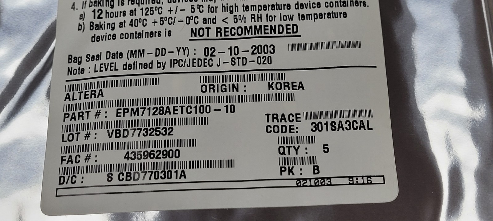 (1 PC) EPM7128AETC100-10 ALTERA IC CPLD 128MC 10NS 100TQFP