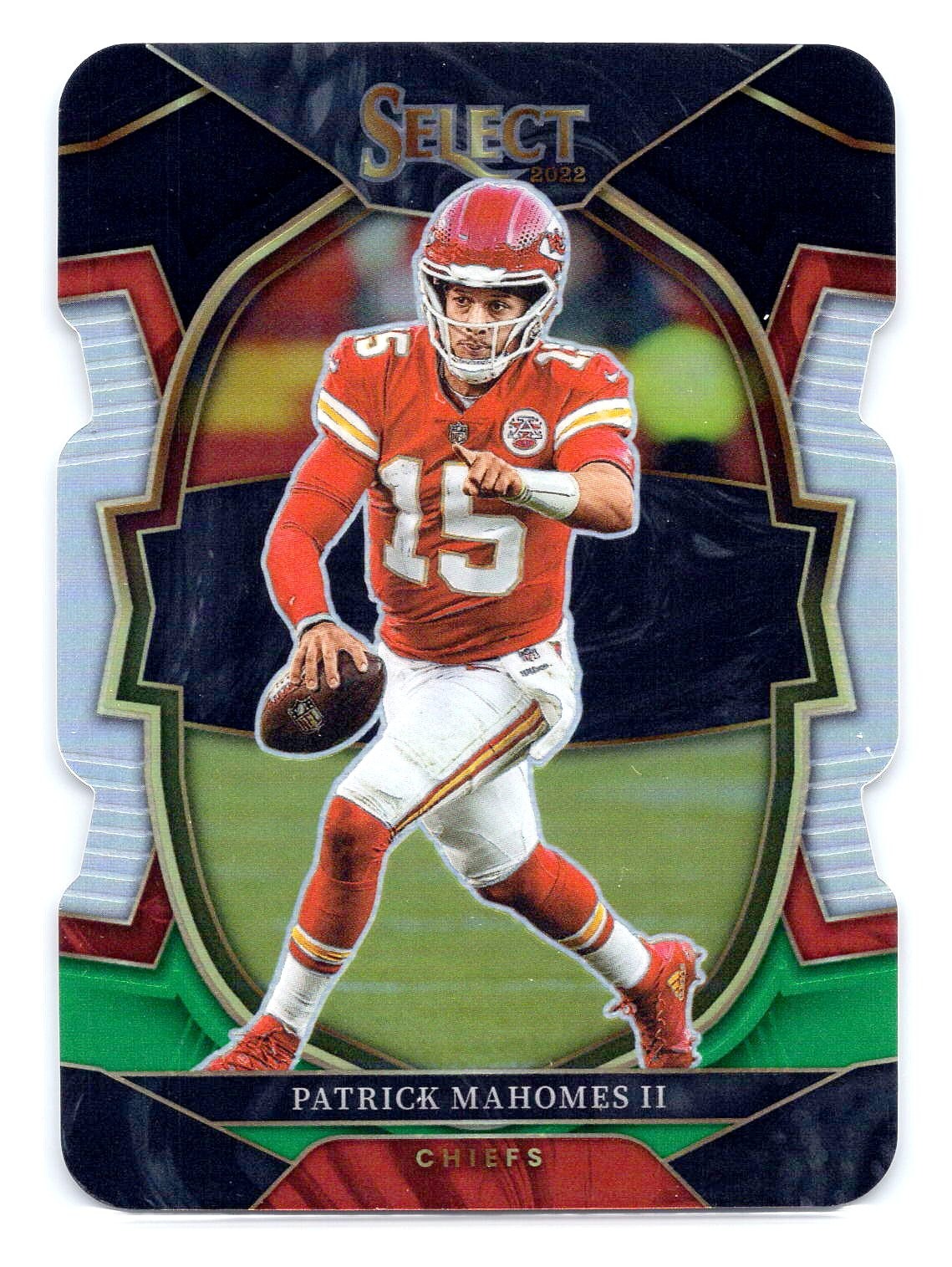 Patrick Mahomes II 2022 Panini Select #20 Black and Green Prizm Die Cut