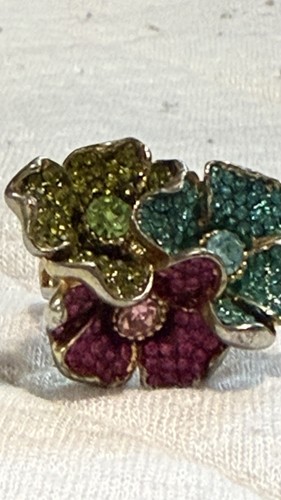 Swarovski Mixed Cuts, Multicolored vibrant Flower Ring Size 60 / 8 3/4 - Picture 7 of 24