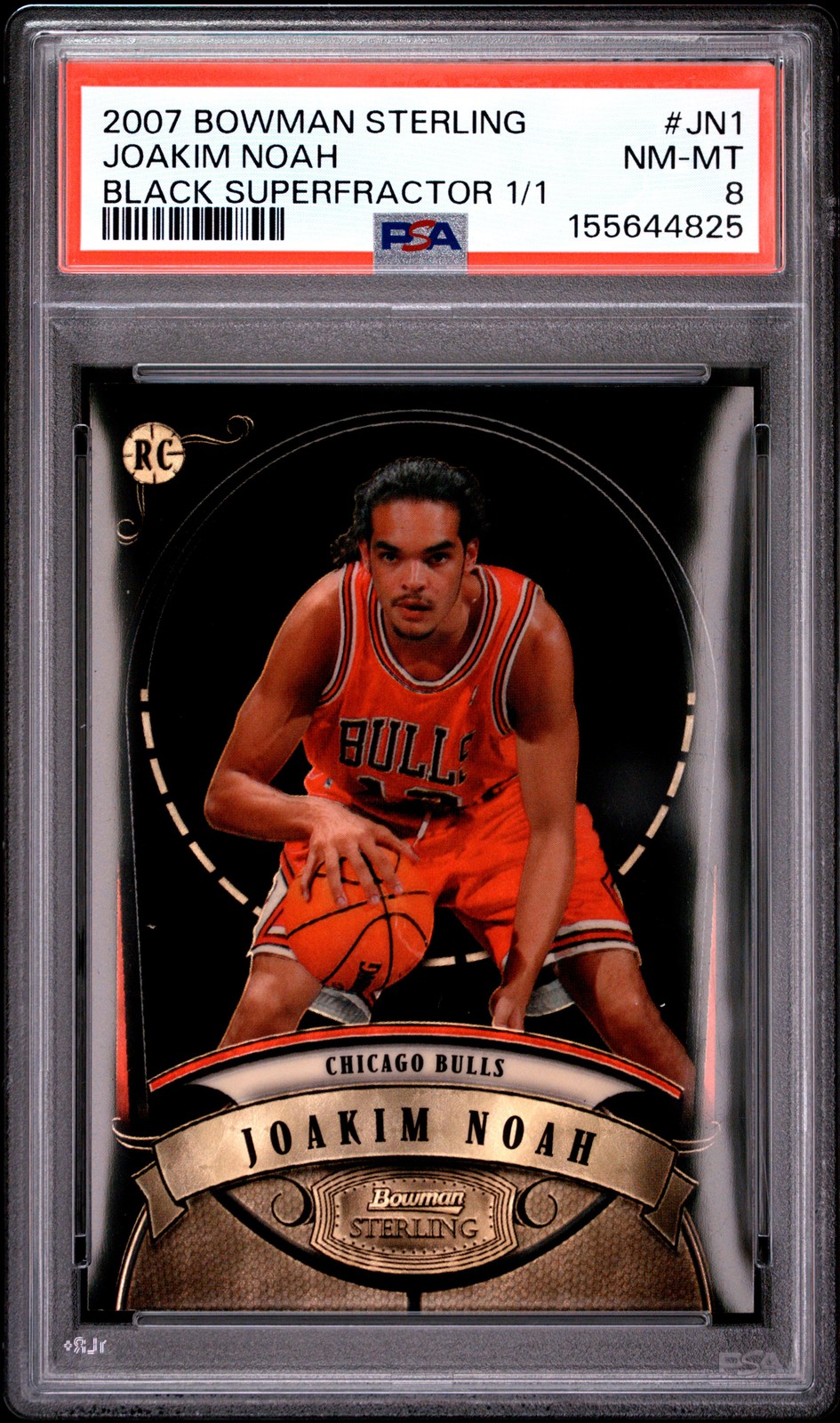 2007 BOWMAN STERLING BLACK SUPERFRACTOR #JN1 JOAKIM NOAH RC 1/1 PSA 8 view 1
