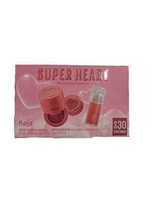Kaja Beauty Super Heart Lip & Cheek Set NEW Cheeky Stamp & Juicy Glass Lip Oil