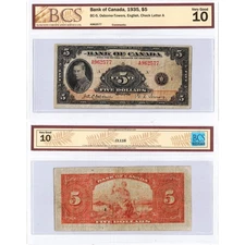 $5 1935 Bank of Canada Note English Text BC-5 - BCS VG-10