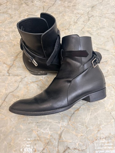 Saint Laurent Wyatt 30 Jodhpur Smooth Leather Boots Black Size 42 US9 Nero
